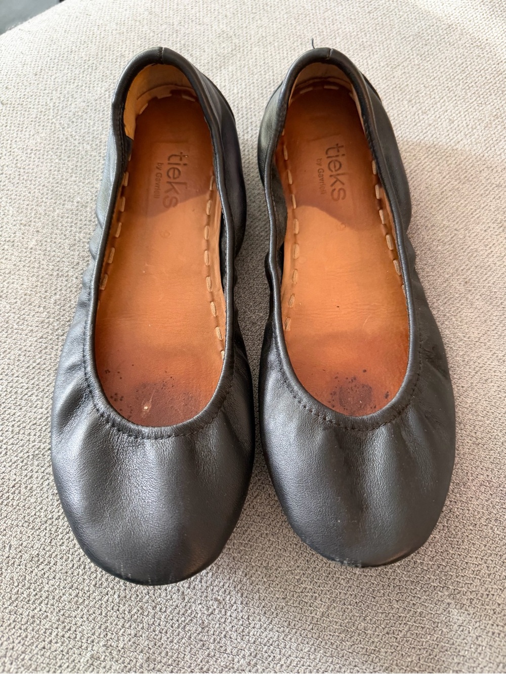 Tieks matte black leather ballet flats